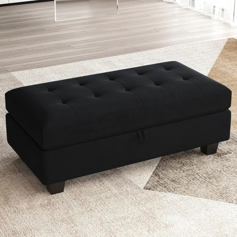 

Oversized Rectangular Ottoman Bench with Storage -for Living Room & Bedroom, Velvet Tufted Upholstered Footstool