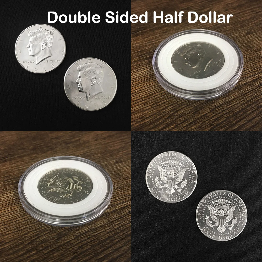 1pc Double Sided Half Dollar Magic Tricks Double Face Magia Coin Close Up Illusions Mentalism Gimmick Props for Magicians