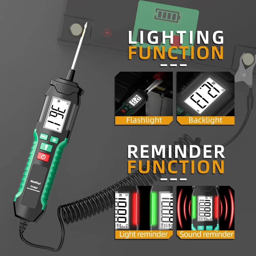 MASTFUYI DC Voltage Electrical Pen Car Battery AUTO Tester Diagnostic Tools Electrician Multi-Function Pen with Flashlight