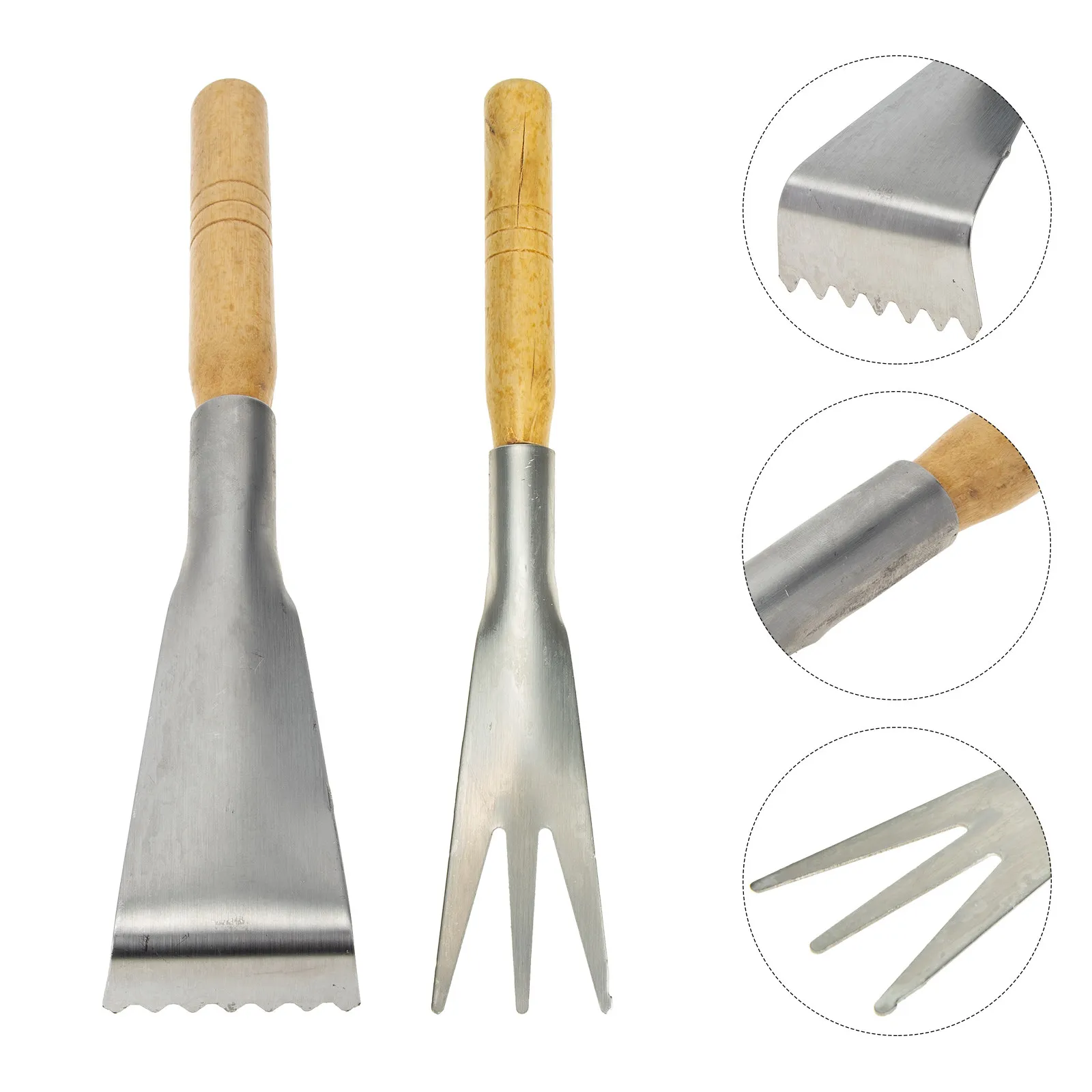 

Набор из 2 садовых лопаток из нержавеющей стали с деревянными ручками, прочные, для копания, посадки, пересадки и прополки