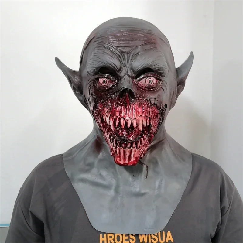 Spaventoso Maschera da Vampiro Dracula Mostro Copricapi Halloween Mostro Decorazioni per feste Horror Demone Biochimico Zombie Puntelli Cosplay Costume