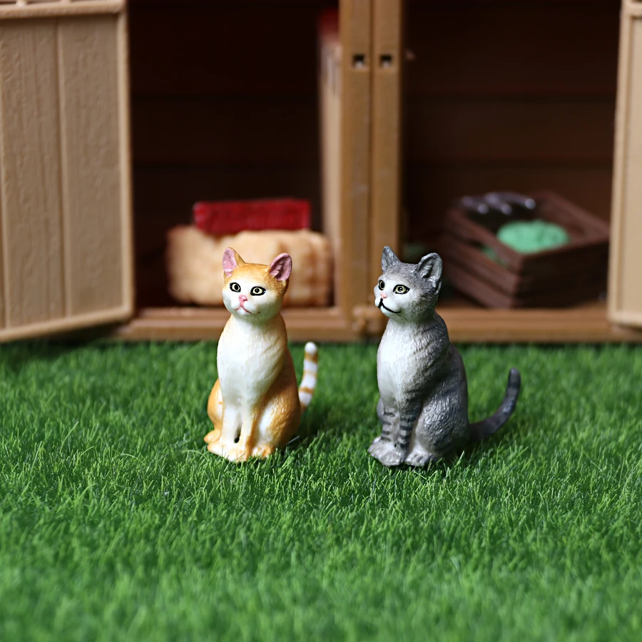 Realistic Plastic Cat Kitty Different Poses Figure Mini Cats Pet Model Figurines Cake Topper Kitten Toy Christmas Birthday Gift