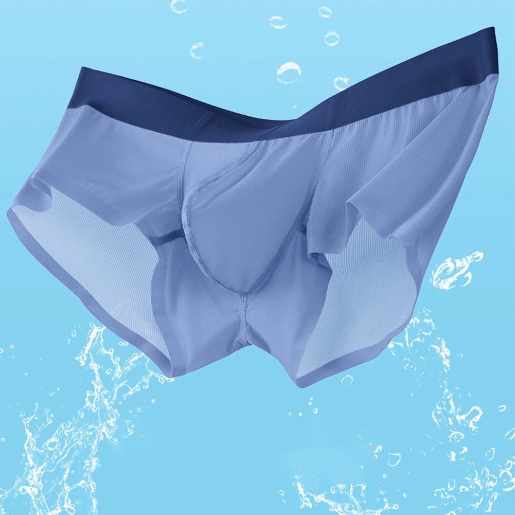 Mens Soft Bulge Pouch Underwear Thin Sheer Briefs Breathable Trunks Shorts See Through Underpants Quick Drying Panties