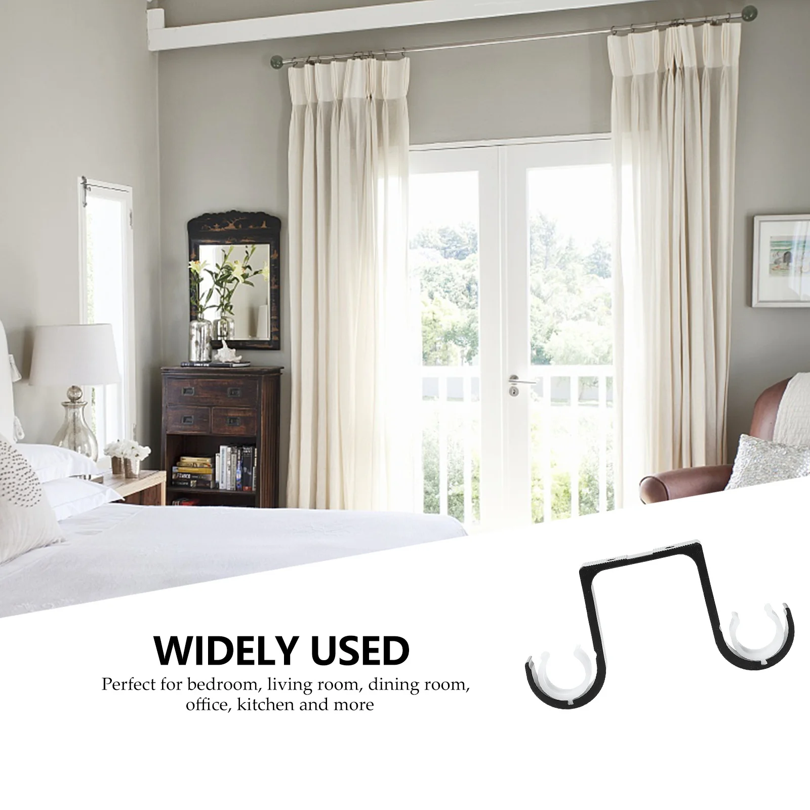 

2pcs Aluminum Alloy Curtain Rod Bracket Heavy Duty Wall Mount For Bedroom Living Room Kitchen Office Decor Double Rod Support