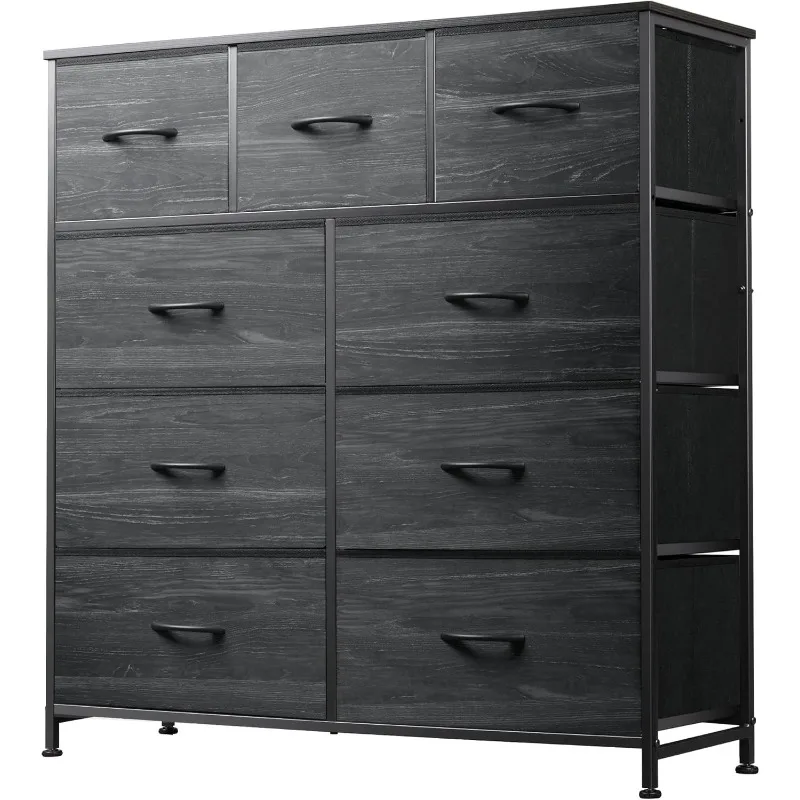 خزانة قماش مع 9 أدراج، برج تخزين طويل لغرفة النوم، المدخل، الخزانة، وحدة تنظيم الصدر مع صناديق قماش، فولاذ
