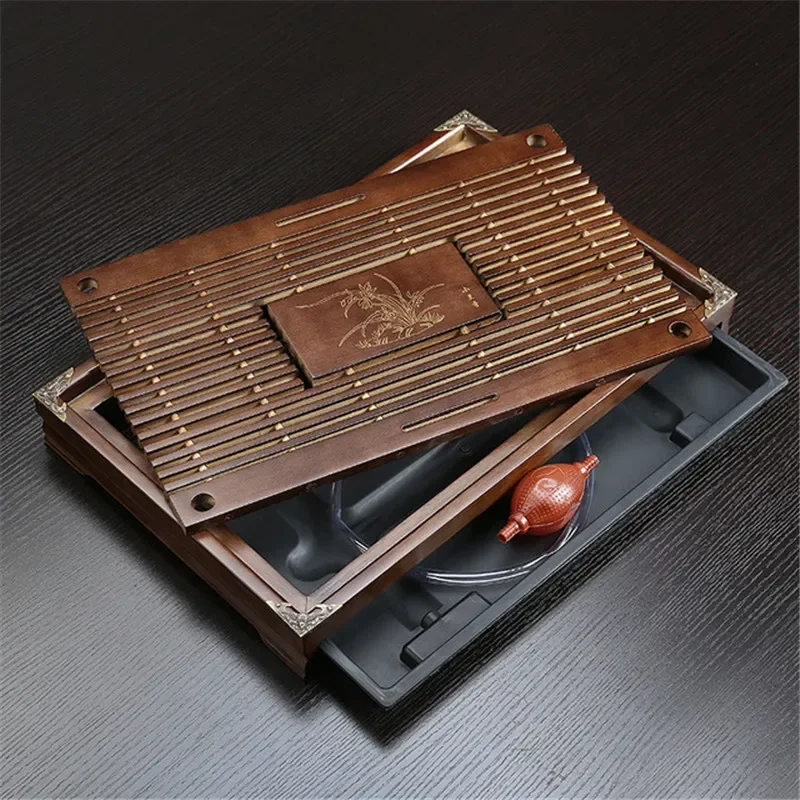 

Solid Wood Tea Tray Drainage Water Storage Kung Fu Tea Set Drawer Tea Board Table Chinese Ceremony Tools