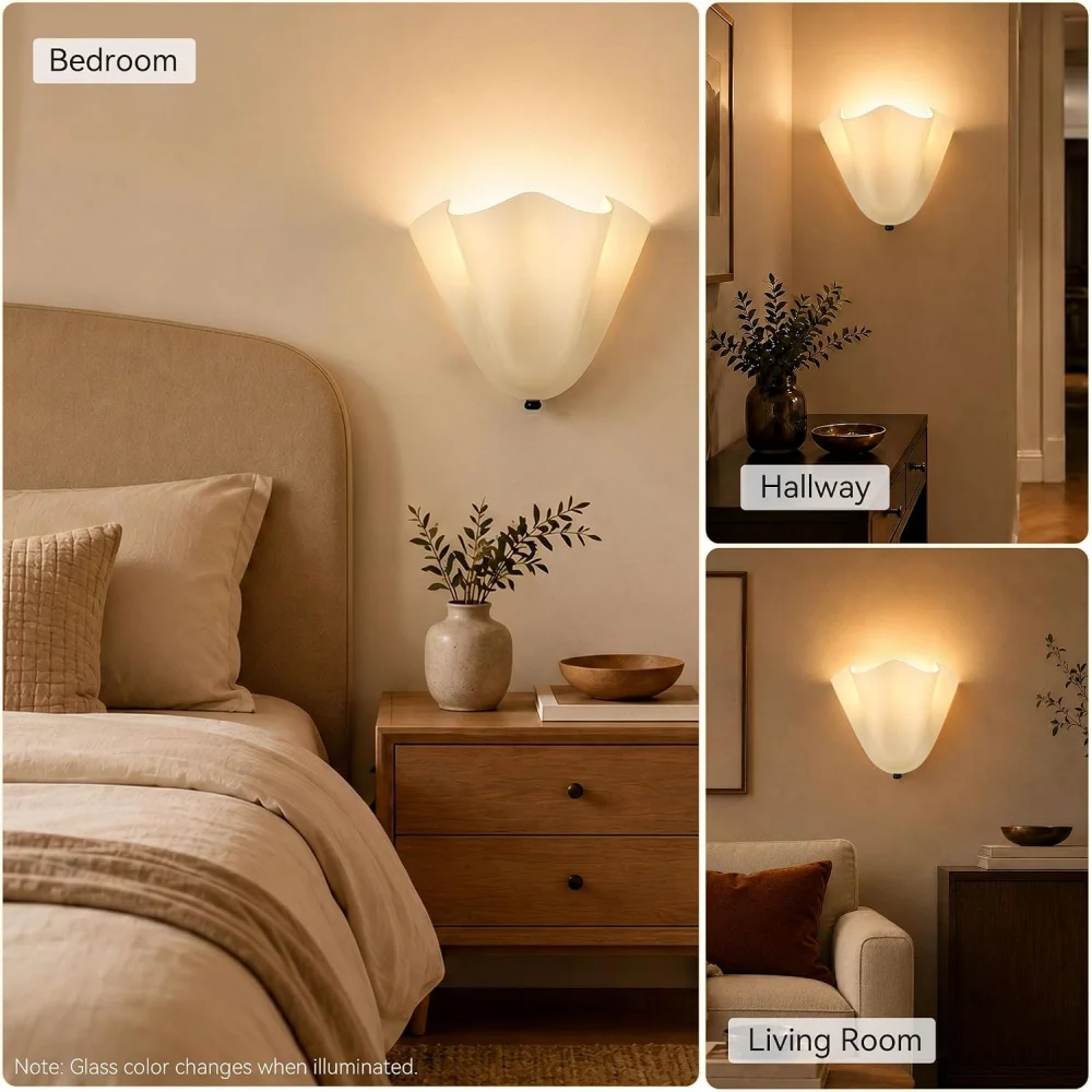 French Shell Shape Wall Light Glass Wall Lamp LED E14 Wall Light for Living Room Hallway Bedroom Hotel Interior Decoration Lamps