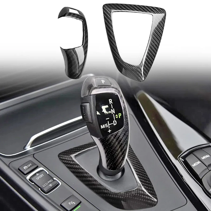 

For BMW F20 F21 F22 F23 F30 F34 F10 F11 F07 F18 F25 F26 F15 F16 i8 Real Carbon Fiber Gear Shift Knob Panel Frame Trim RHD LHD