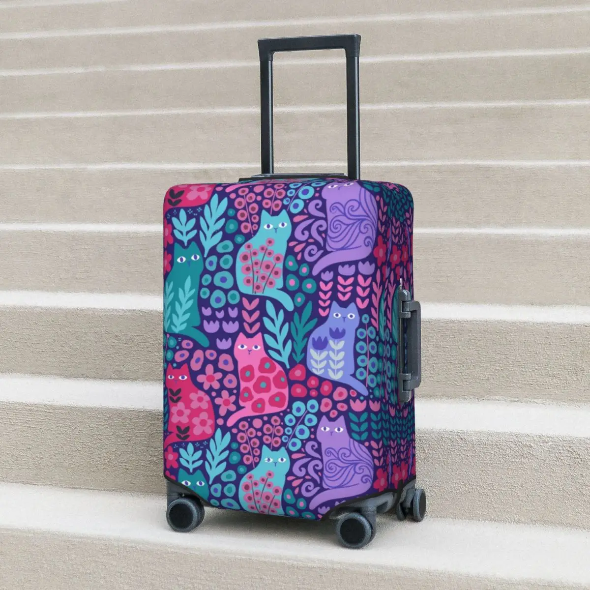 

Jewel Tone Cats Suitcase Cover Holiday Pet Plants Cartoon Fun Luggage Supplies Business Protector