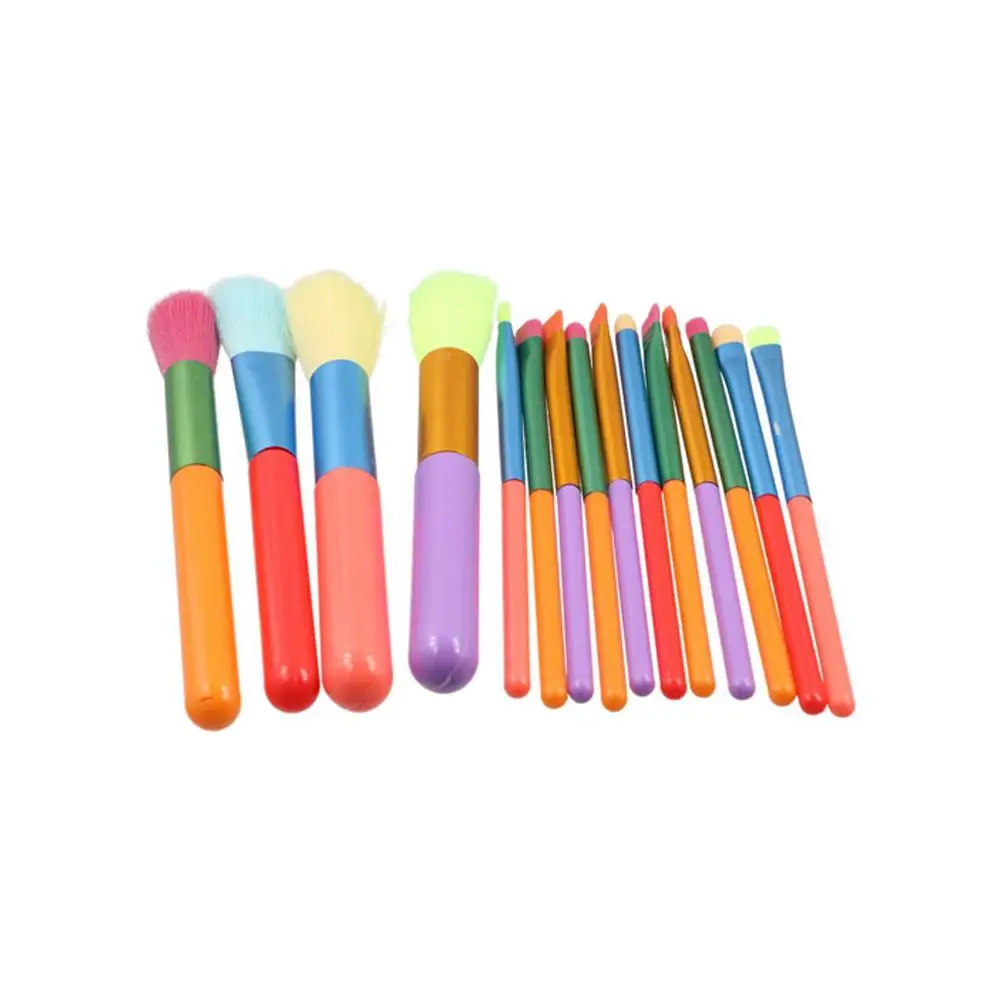 15Pcs Synthetic Hair Makeup Brushes Set Rainbow Professional Rainbow Makeup Brushes Cosmetic Colorful