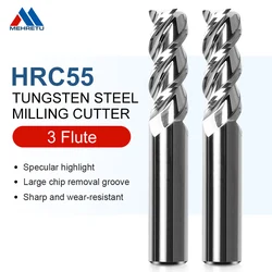 MEHRETU HRC55 3Flute Aluminum Milling Cutter Carbide Tungsten Steel End Mill for Fiberglass Acrylic Wood Copper Plastic 1 to 20m