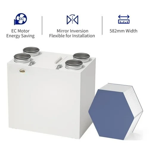 

NEW DESIGN E-VIPO Residential House ERV Ventilation Double Flux Wall Mounted Ventilation With Heat Recovery System