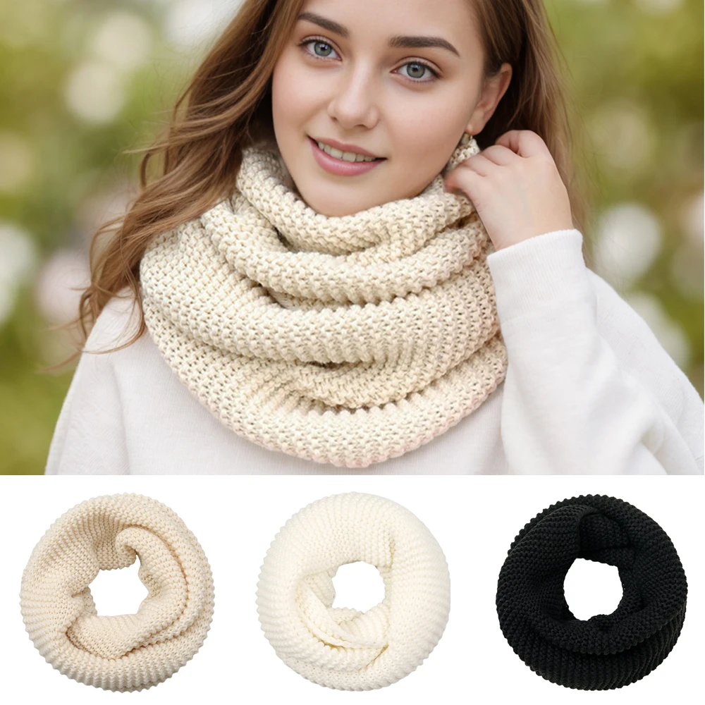 Winter Scarf Circle Loop Neck Warmer Crochet Thick Scarves Unisex Couple Knitted Scarf Elastic False Collar Winter Accessories