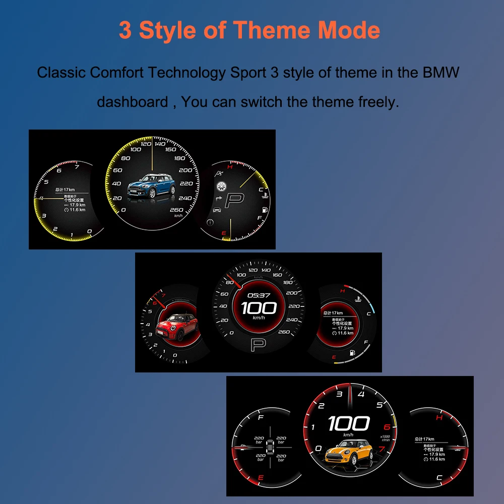 Bonroad Digitales Kombiinstrument für BMW MINI Cooper 2014-2023 R56 R55 R57 F55 F56 F57 Tachometer LCD-Armaturenbrett – Detail 5