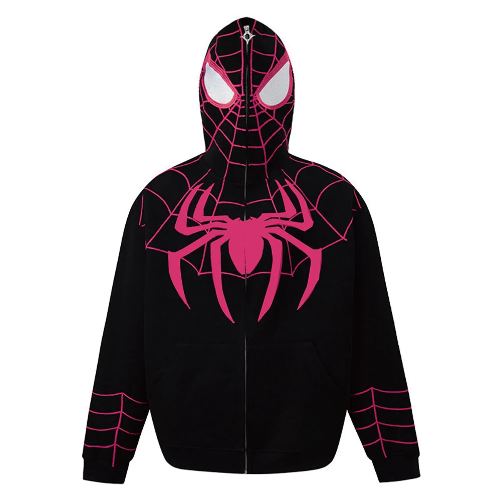 Spiderman Hoodies 3D DigItal Printing Full Zipper Up Coat Hip Hop Y2K Hooded Sweatshirts for Men Women Cosplay Overcoat