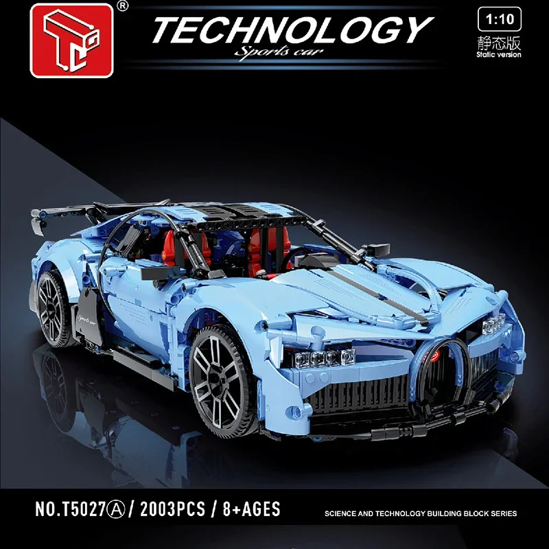 Bugatti-Voiture de sport télécommandée pour adultes et enfants, T5027A MOC, Module haut, décennie s de construction techniques, Jouets modèles, Cadeau, 1:10