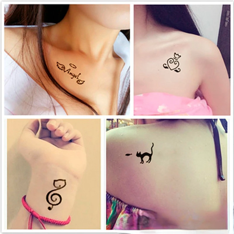 3D Temporary Tattoo Stencils Decor Drawing Painting Flower Arrow Letter Tattoo Transfer Glitter DIY Tattoo Body Art Supplies 1PC