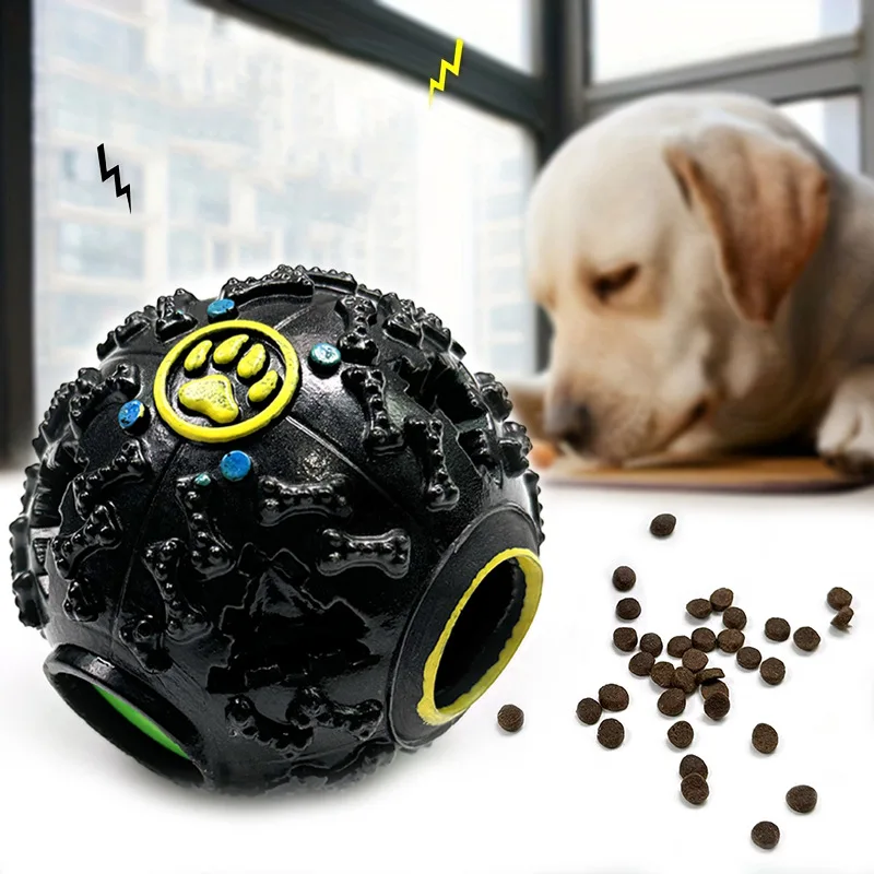 Dog Toys With Sound Pet Teething Cleaning Mouth Leaky Ball Pet's Food Ball Puppy Kitten Bored Puzzle Vocal Entertainment Toys