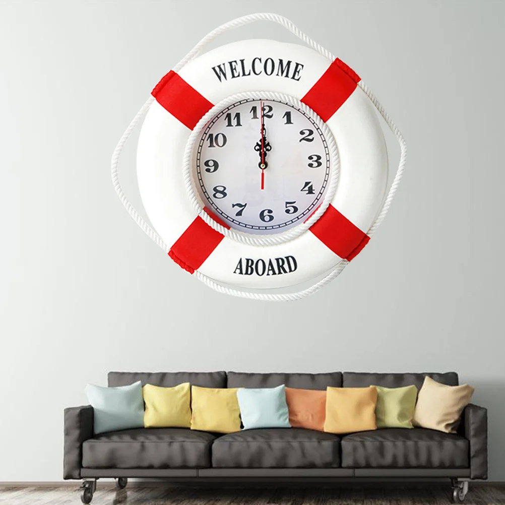 

Lifebuoy Wall Clock Digital Silent Hanging Round Modern Simple Clocks Decorative The Mediterranean