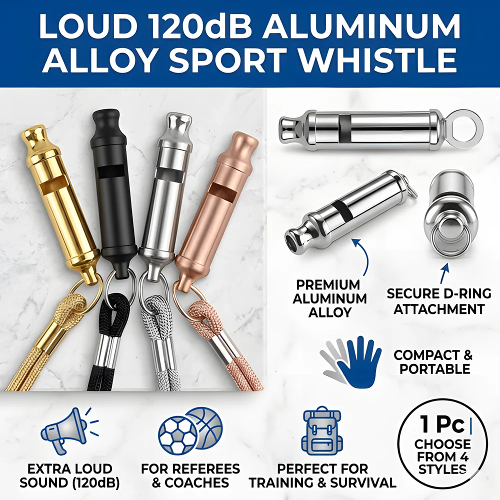 

Metal Referee Sport Whistle With Lanyard Aluminum Alloy Loud Sound For Coach School Training Soccer Basketball 4 Styles 1Pc