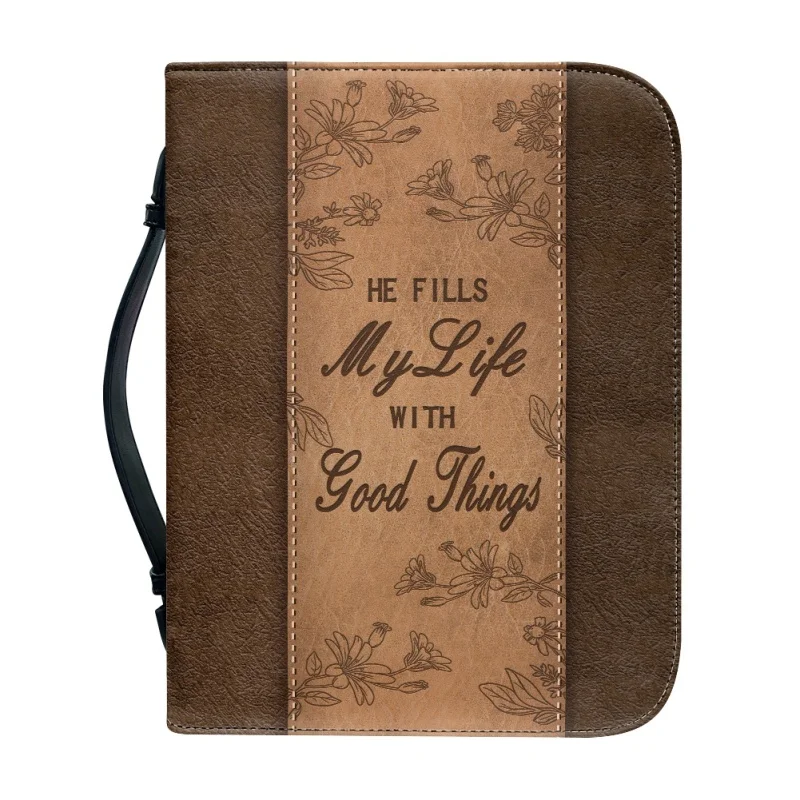 HE FILLS MY LIFE WITH GOOD THINGS-Étui imprimé personnalisé pour femme, sacoche à main en PU, livre d'étude, boîtes de rangement