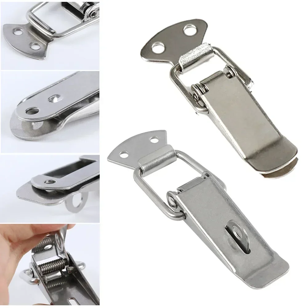 4pc Toggle Hasp Latch Stainless Steel Buckle Padlock Lock Spring Duckbill Box Luggage Lock Buckle Wood Box Metal Anti-theft Lock