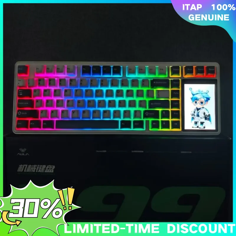 

New AULA L99 Screen Display Mechanical Keyboard Wireless Customization Touch Tri-mode Bluetooth Office Esports Game Dedicated