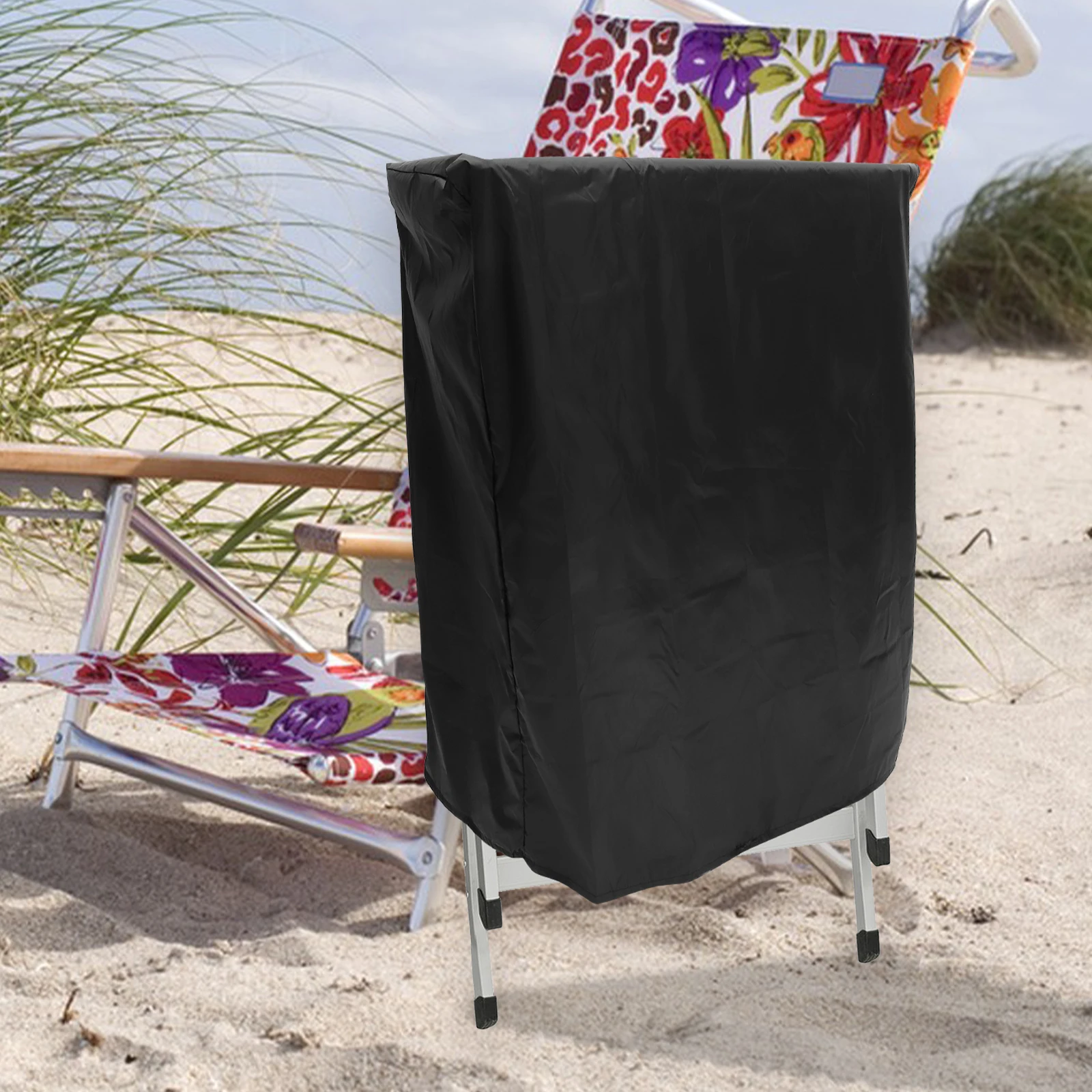

Folding Chair Cover Outdoor Garden Protective Waterproof Furniture Covers for Black 97x34x110cm Oxford Cloth Dustproof UV