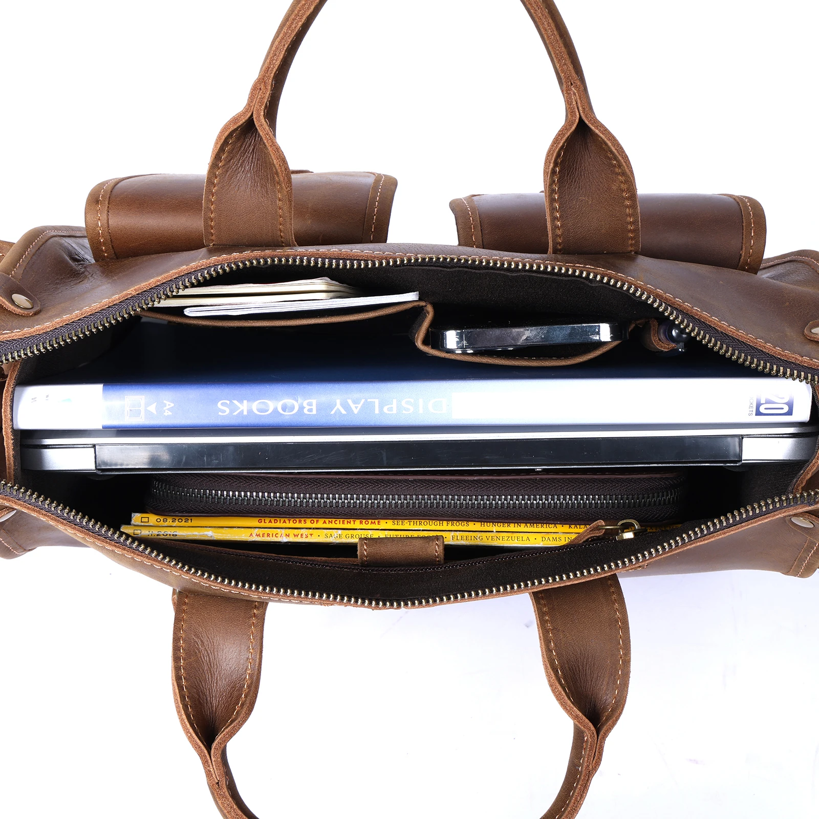 S.WORKER Vintage Echtleder Herren-Aktentasche 14" Laptop-Tasche Crazy Horse Leder Messenger-Handtasche Rindsleder Geschenkidee für Männer – Detail 38