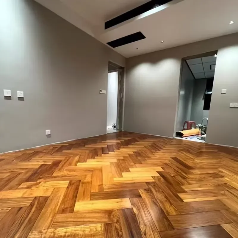 Custom Item, Contact Us High Quality Natural Burma Teak Herringbone Spell Log Pure Solid Wood Flooring Heating Household