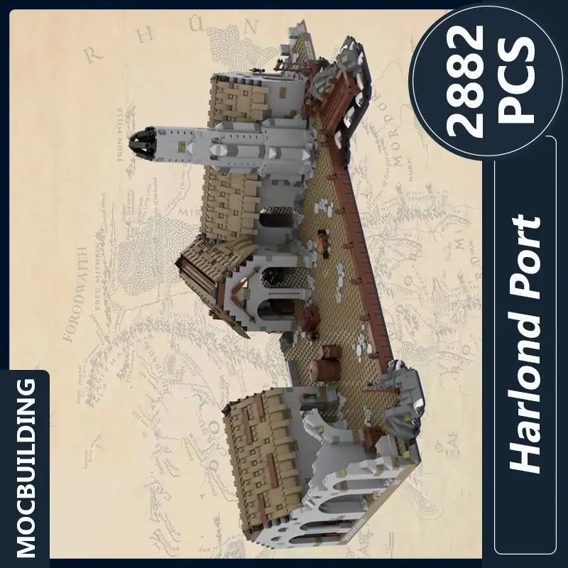 Harlond Port Model Moc Klocki Konstrukcyjne DIY Zestaw do Składania Klocki Architektoniczne Kreatywne Zabawki Kolekcjonerskie Prezenty Świąteczne 2882 Elementy