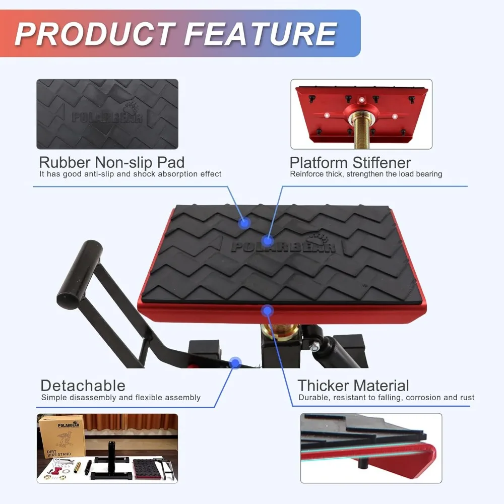 Hydraulic Motorcycle Lift Stand - Portable Aluminum Low Profile Jack with 1200 lbs Capacity for Pit Bikes