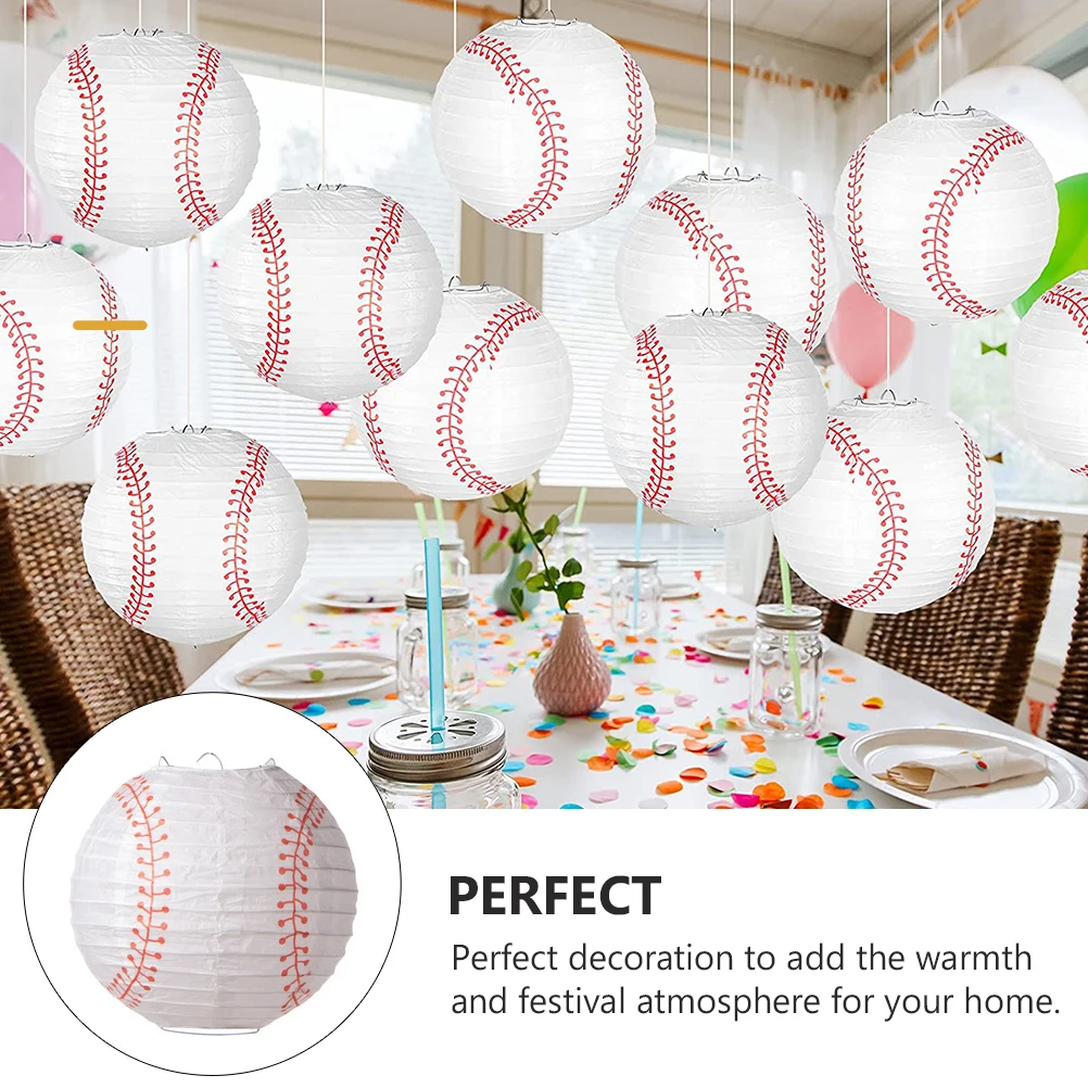 

3Pcs Baseball Paper Lantern Creative Handcraft Sports Party Hanging Decoration Baseball Theme Decor Hanging Lanterns