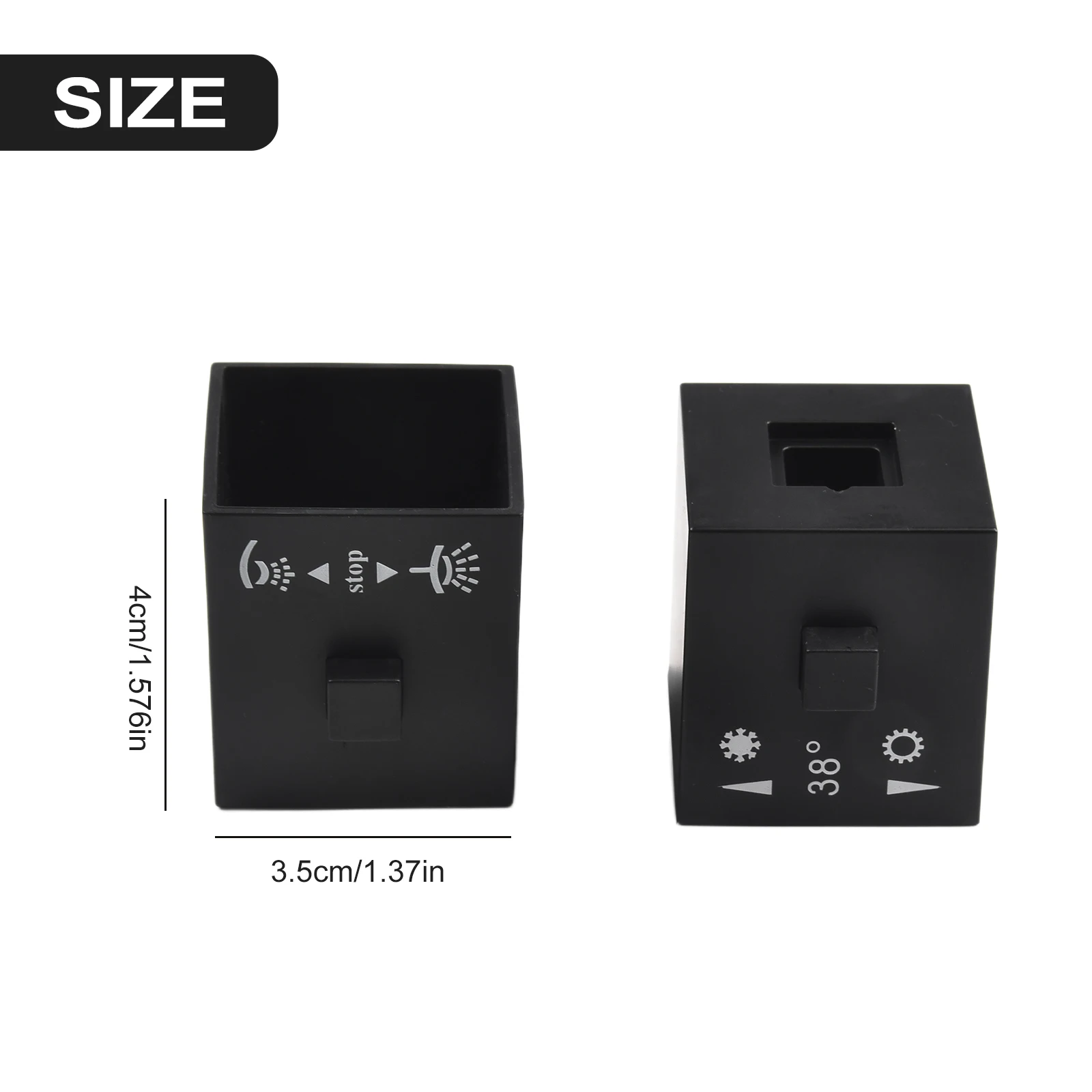 1 Pair Square Shower Temperature Control Handle Knob Black Thermostatic Handle With Stop Ring Grub Screws Shower Faucets Parts