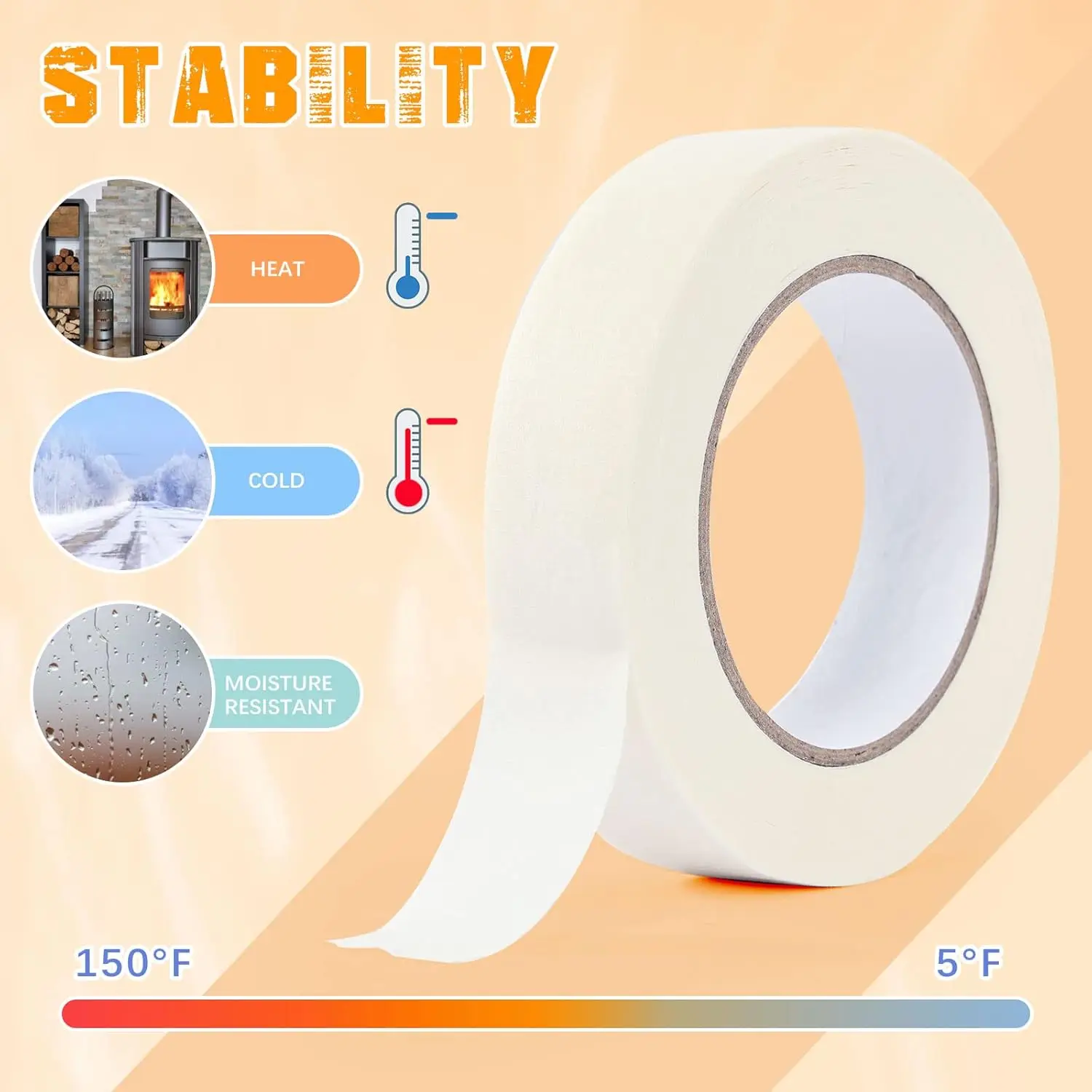 Nastro per mascheratura a bassa viscosità Nastro adesivo bianco su un solo lato Carta crespa per forniture per schizzi di pittura a olio