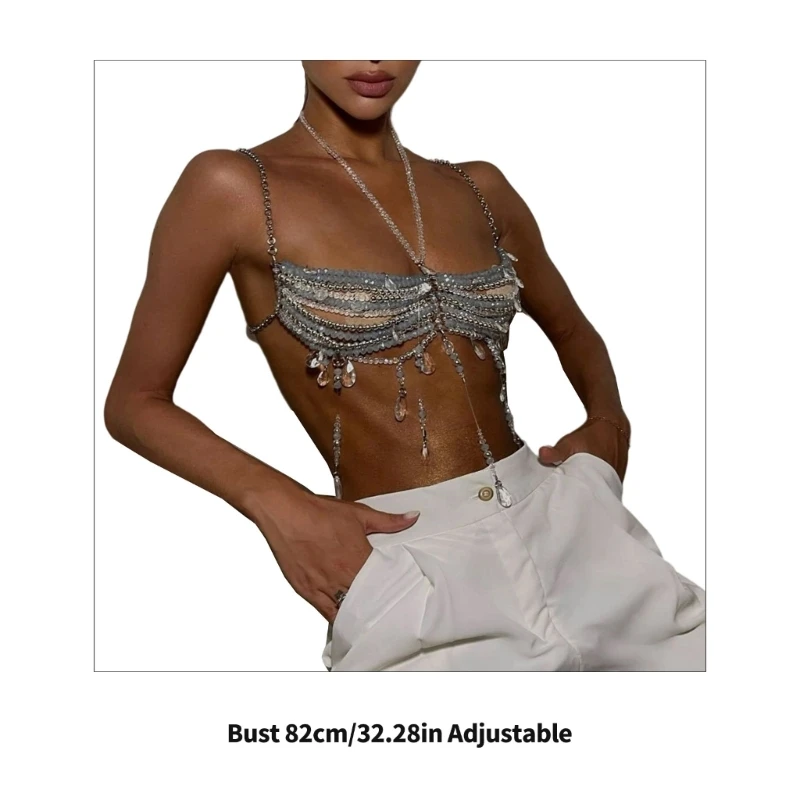 Y08C 調節可能なクリスタルビーズボディチェーンタッセルボディジュエリー取り外し可能なデザイン女性パーティーウェア重ね着アクセサリー