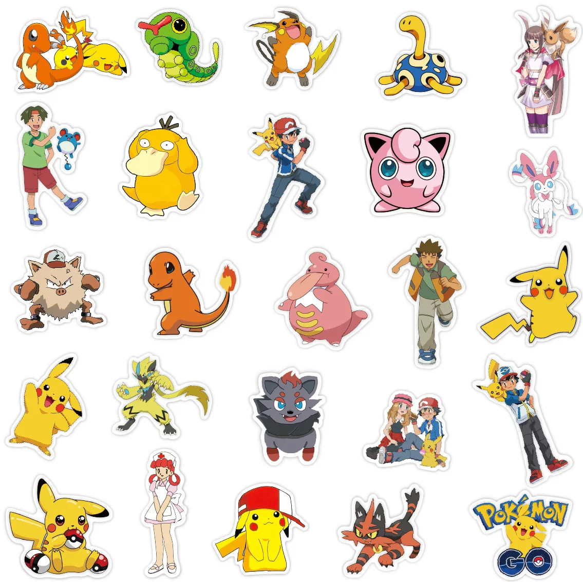 Autocollants de dessin animé Pokémon pour enfants, décalcomanies pour réfrigérateur, coque de téléphone, ordinateur portable, valise, décoration, jouets, fête d'anniversaire, 50 pièces, 100 pièces