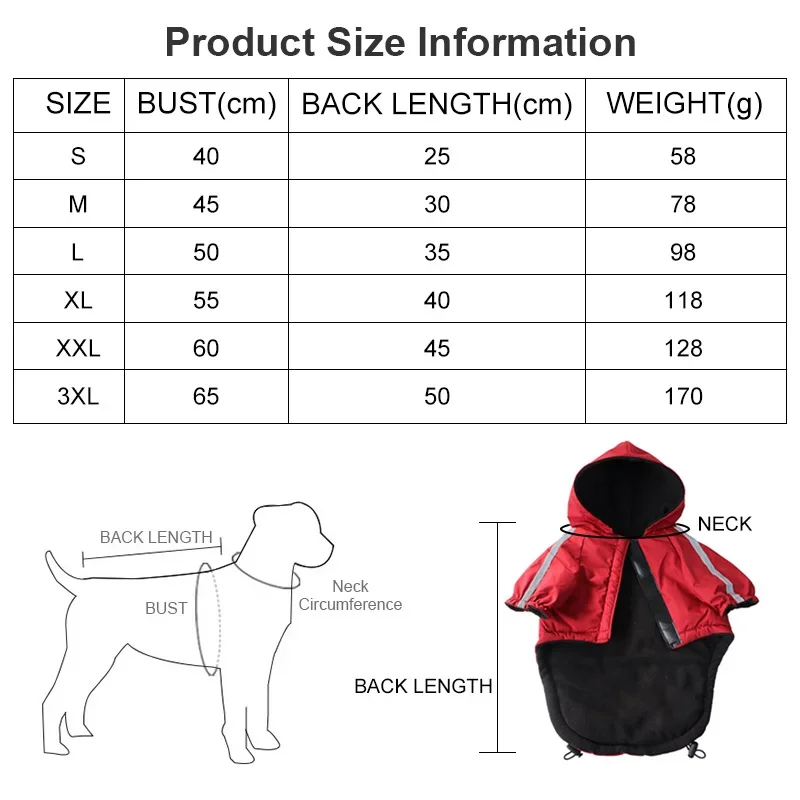 Autumn Winter Pet Dog Waterproof Warm Coat The Dog Face Cotton Hooded Jacket Small Dogs Cat Reflective Pet Clothes Winter Coat