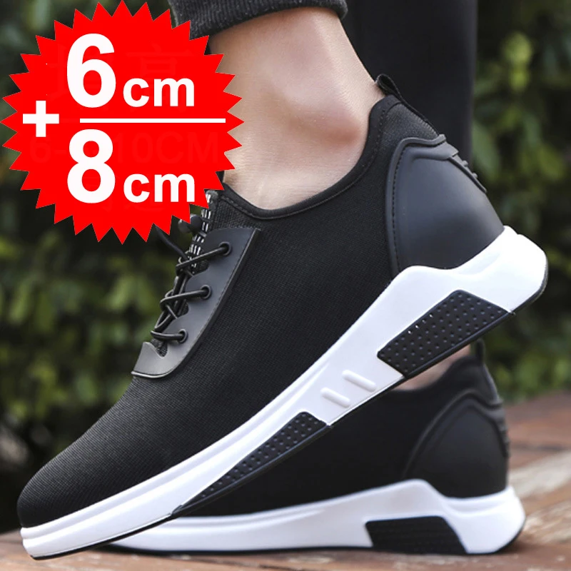 Sneakers Men Elevator Height Increase Shoes for Men 8cm 6cm Casual Lift Shoes Man breathable invisible hidden heels taller shoes