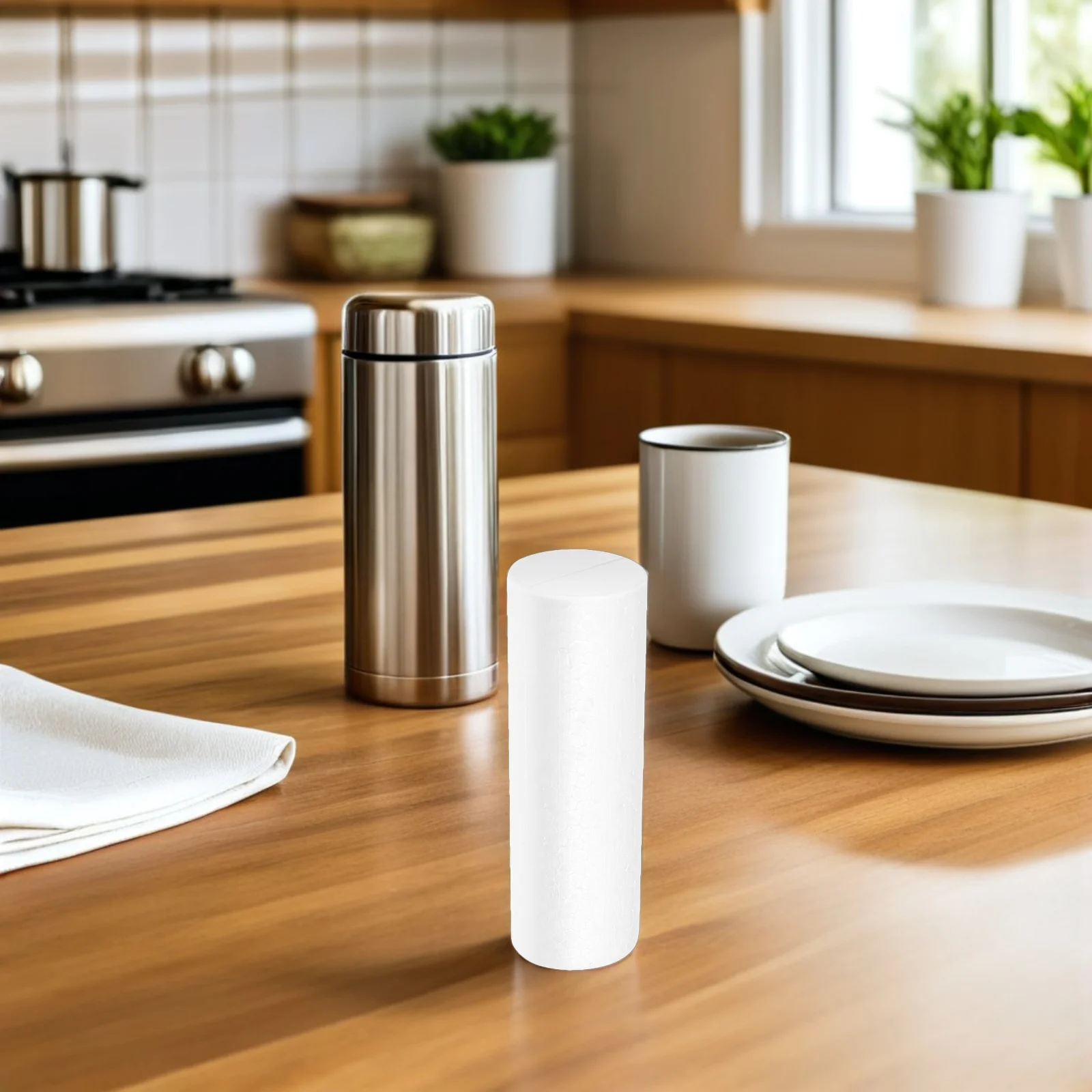 

12Pcs Polystyrene White Foam Cylinders Craft Tubes for DIY Holiday Christmas Wedding Decorations Art Supplies Art Foam Cylinders