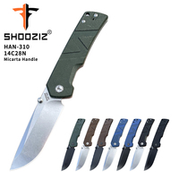 SHOOZIZ Folding Pocket Knife For Men，EDC knife with Clip，3.94” 14C28N Steel，Micarta Handle for Camping Hunting Outdoor Tool