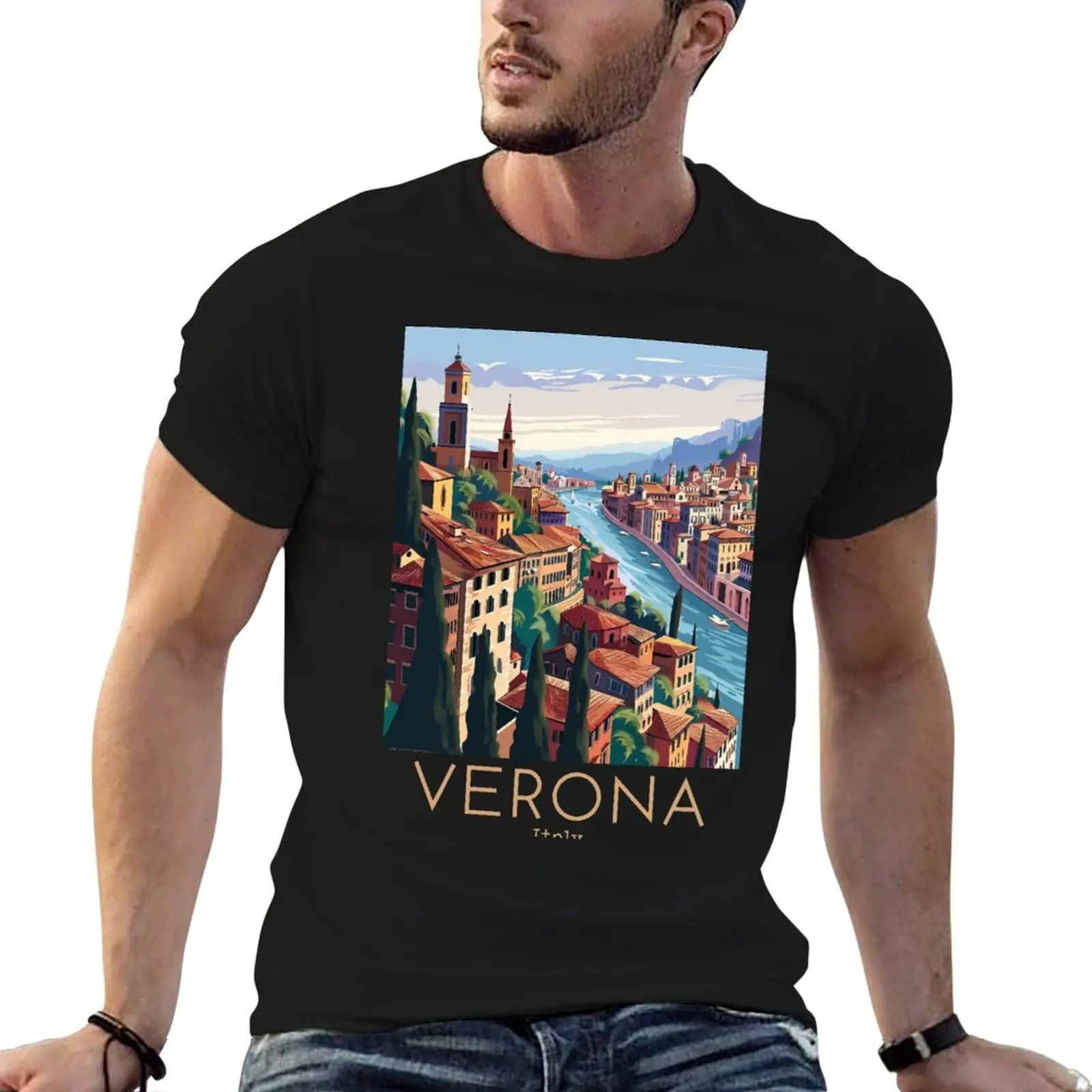 

A Vintage Travel Illustration of Verona - Italy T-Shirt street wear summer top oversized graphic tee graphics mens t shirts