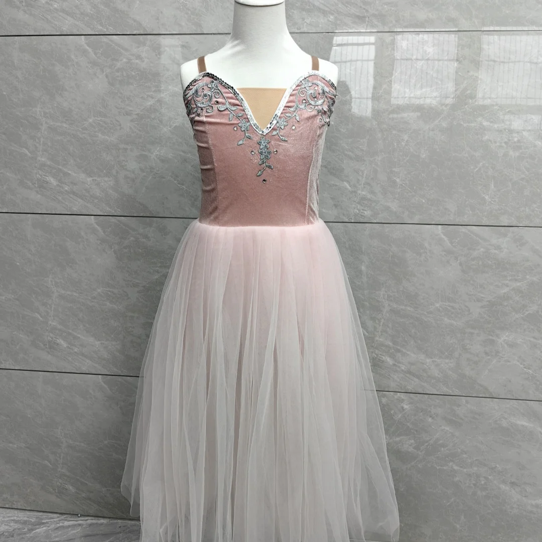 

Pink Ballet Dress For Girls Kids Women Adult Romantic Tutu Long Ballerina Dress Performance Ballet Dance Contemporary Costumes
