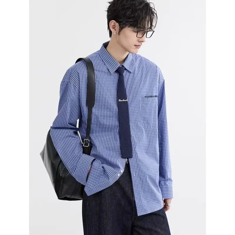 

American Retro Loose College Sle Pure Color Casual Long Sve irt Men's Trendy Top Quali Polyester Fiber Anti-Wrinkle