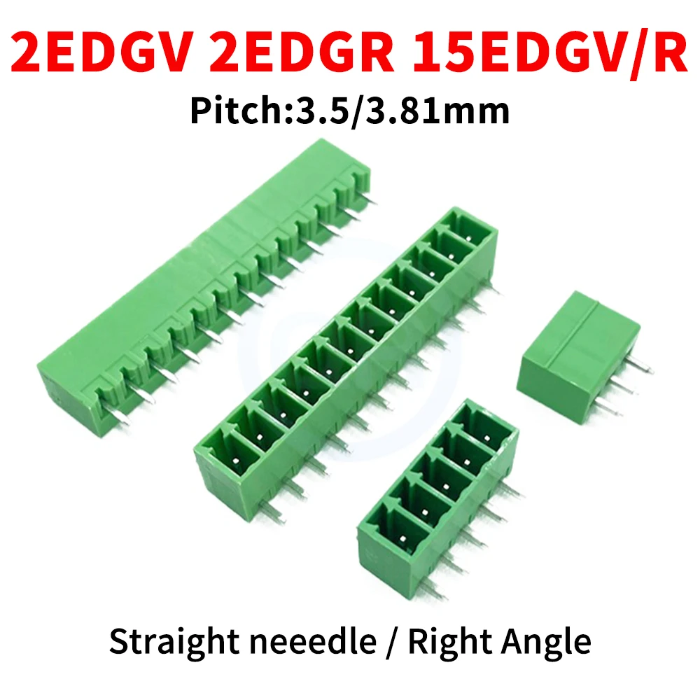 50Pcs KF2EDGV+2EDGR/15EDGV/15EDGR 3.5/3.81mm Solder PCB Terminal Block Straight/Right Angle Header