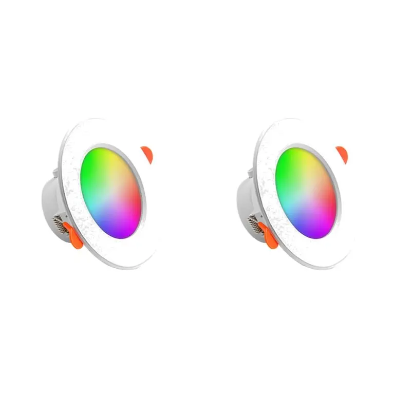 【RECOMENDAR】Round Panel Light RGB Smart Spotlight Bluetooth-Compatible 2700K-6500K Recessed Down Light For Living Room Bedroom D