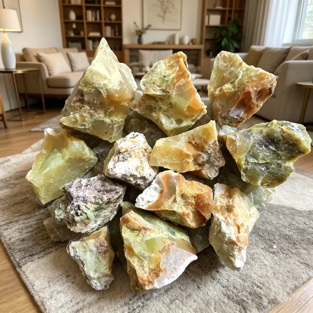 2-5cm Natural Decor Mineral Green Opal Raw Stone Mineral Specimens Carving Home Decoration Stone Ornaments Stone