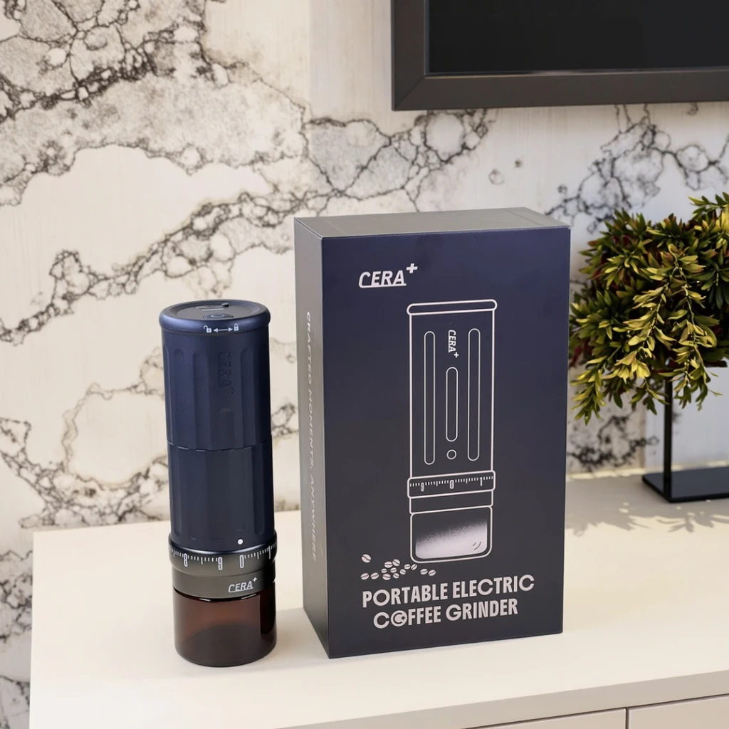 STLF CGE03 Portable Rechargeable Electric USB Coffee Grinder Aluminum Automatic with 10-Star Burr Core for Travel Use in Hotels