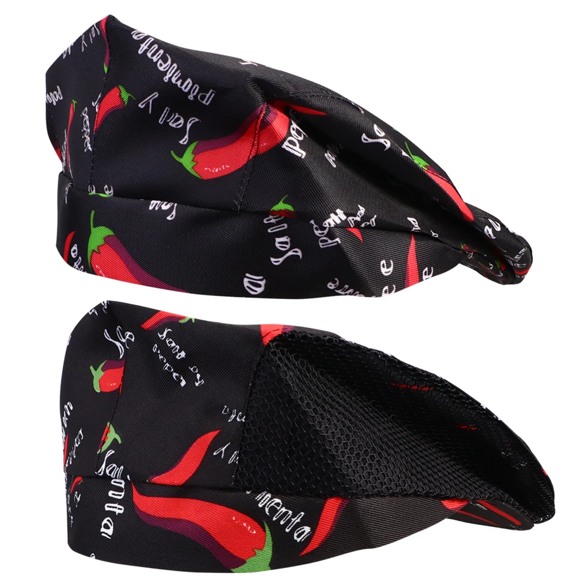 Béret de cuisine, 2 pièces, chapeau de Chef, serveur, Restaurant, casquette de travail, anti-poussière, Style de cuisine pour uniforme du personnel de Service