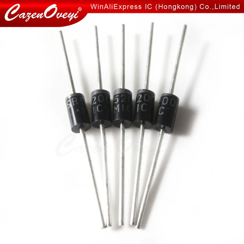 CazenOveyi 20 قطعة/الوحدة SR5200 SB5200 شوتكي حاجز المعدل ديود 5A 200 فولت DO-201AD/DO-27